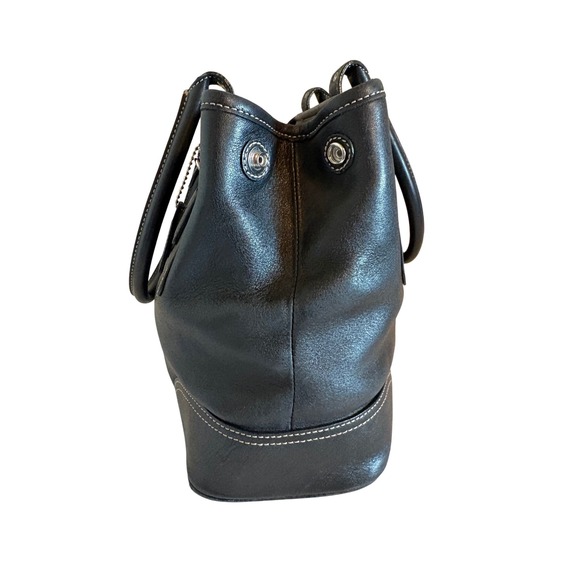 Vintage Coach Hampton Black Leather Satchel Tote Handbag NoF040 7555 - Picture 3 of 13